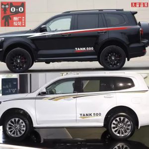 สติ๊กเกอร์ข้างตัวถังสไตล์สปอร์ตสำหรับ TANK 500, กราฟิกเส้นเรซซิ่งลายเอว