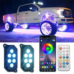 مصابيح LED RGB للأسفل تحت الهيكل - مجموعة مكونة من 12 قطعة لتزيين هيكل ومداخل العجلات في سيارة TANK 300