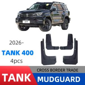 مجموعة حماية العجلات الأمامية والخلفية للسيارة TANK 400 Hi4-T موديلات 2024-2026 – حواجز طينية سوداء