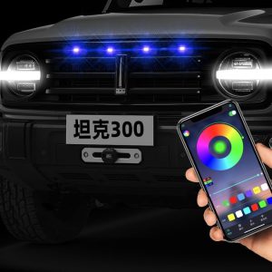 مصابيح LED للتحكم عبر التطبيق لشبكة المقدمة في سيارة TANK 300 – مجموعة مكونة من 64 لونًا RGB وعدسات بلون الأصفر الساطعة