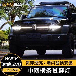 إضاءة شريطية أفقية LED للشبكة الأمامية لسيارة TANK 300، إضاءة محيطة نهارية مع وضع وميض متقطع