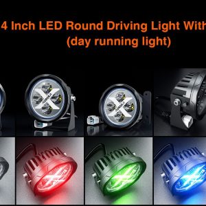 ไฟสปอตไลท์ LED ทรงกลมขนาด 4 นิ้ว พร้อมแสงพื้นหลัง RGB สำหรับ TANK 300 และรถออฟโรด