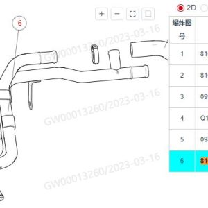 لمجموعة أنابيب ماء المدخل والخروج للمدفأة في سيارة GWM Tank 300، رقم OE: 8101100XEN17