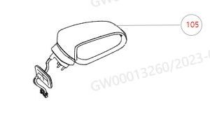 For GWM Tank 300 Right Rearview Mirror Assembly 8202116XKM14A