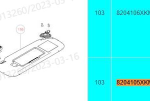 For GWM Tank 300 Right Sun Visor Assembly 8204105XKM14A