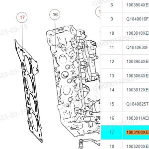 Сборка головки блока цилиндров для GWM Tank 300, номер OE: 1003100XEN17