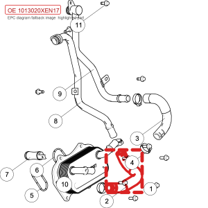 Oil Cooler Inlet Water Hose Assembly 1013020XEN17 For GWM Tank 300 and Haval H6