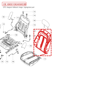 For GWM Tank 300 Front Passenger Seat Backrest Cushion Assembly 6900106XKM03B