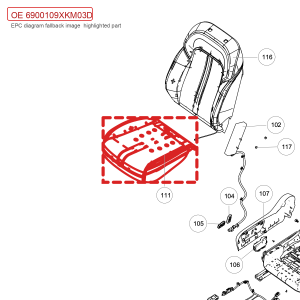 Front Passenger Seat Cushion Soft Pad Assembly 6900109XKM03D For GWM Tank 300
