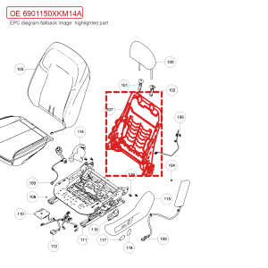 For GWM Tank 300 Passenger Seat Backrest Frame Assembly 6901150XKM14A