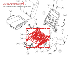 For GWM Tank 300 Front Passenger Seat Cushion Frame Assembly 6901200XKM14A