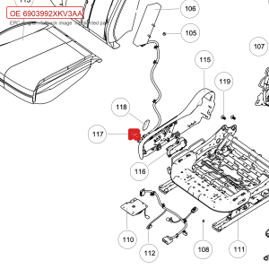 For GWM Tank 300 Front Passenger Seat Cushion Adjustment Button Assembly 6903992XKV3AA
