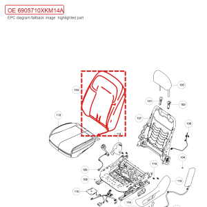 For GWM Tank 300 Front Passenger Seat Backrest Cushion Assembly 6905710XKM14A