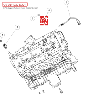 Датчик положения коленвала для GWM POER, модель 4D20, OE 3611030-ED01