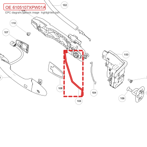 For GWM POER Passenger Pickup Left Front Door Outer Handle Operating Rod 6105107XPW01A