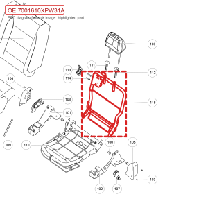 For GWM POER Rear Right Seat Backrest Frame Sub Assembly 7001610XPW31A