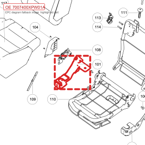 For GWM POER Rear Right Seat Right Bracket Assembly 7007400XPW01A