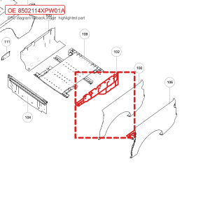 Para painel interno esquerdo da caçamba do GWM POER Passenger Pickup - 8502114XPW01A