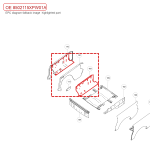 Para painel interno do lado direito da caçamba da picape GWM POER 8502115XPW01A