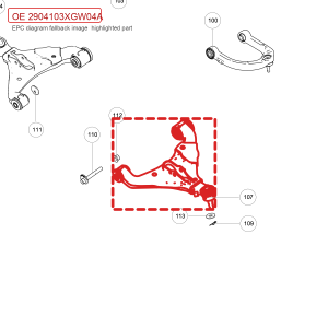 For GWM Tank 500 Front Suspension Left Lower Control Arm Assembly 2904103XGW04A