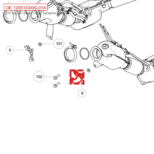 Suporte frontal do conversor catalítico para GWM Tank 700 Hi4-T, código 1205103XKL01A