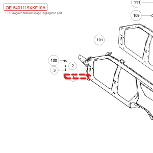 للمثبت اللحامي الأوسط الخلفي للجناح الأيسر لسيارة GWM Tank 700 Hi4-T، رقم 5401119XKF10A