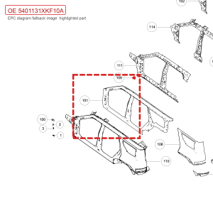 لحامل تثبيت الجزء السفلي الخلفي للجناح الأيسر لسيارة GWM Tank 700، طراز Hi4-T، رقم 5401131XKF10A