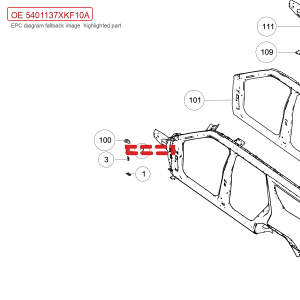 لحاء تثبيت خلفي أوسط للجناح الأيسر لسيارة GWM Tank 700 Hi4-T، رقم 5401137XKF10A