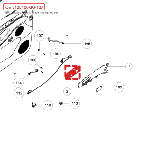 For GWM Tank 700 Hi4 T Left Front Door Inner Handle Assembly 6105100XKF10A