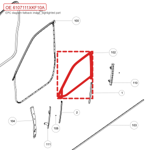 For GWM Tank 700 Hi4 T Left Front Door Glass Run Channel 6107111XKF10A