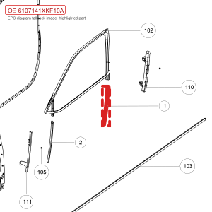 For GWM Tank 700 Hi4 T Left Front Door Glass Run Channel Lower Section 6107141XKF10A