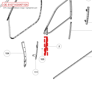 For GWM Tank 700 Hi4 T Left Front Door Glass Run Channel Lower Section 6107143XKF10A
