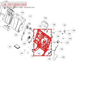 For GWM Tank 500 Rear Left Seat Backrest Frame Assembly 7001100XKV3AA