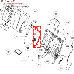 For GWM Tank 500 Rear Left Seat Backrest Wiring Harness Assembly 7005280XKV3AB